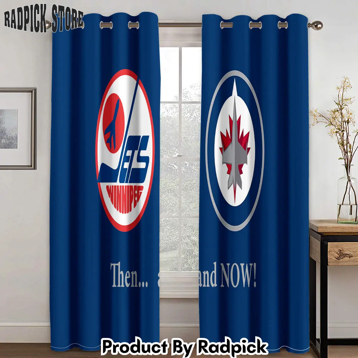 Radpick winnipeg jets hockey league curtains drapes for window treatment set 2 rp85232